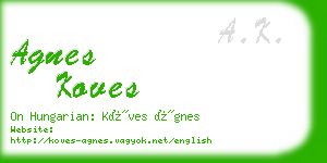 agnes koves business card